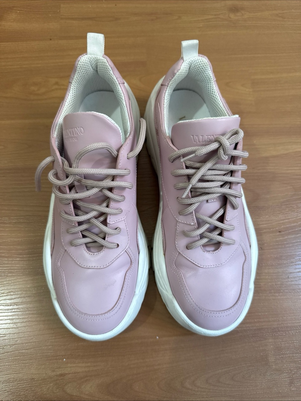 Valentino Garavani Blush Pink Leather Platform Sneakers